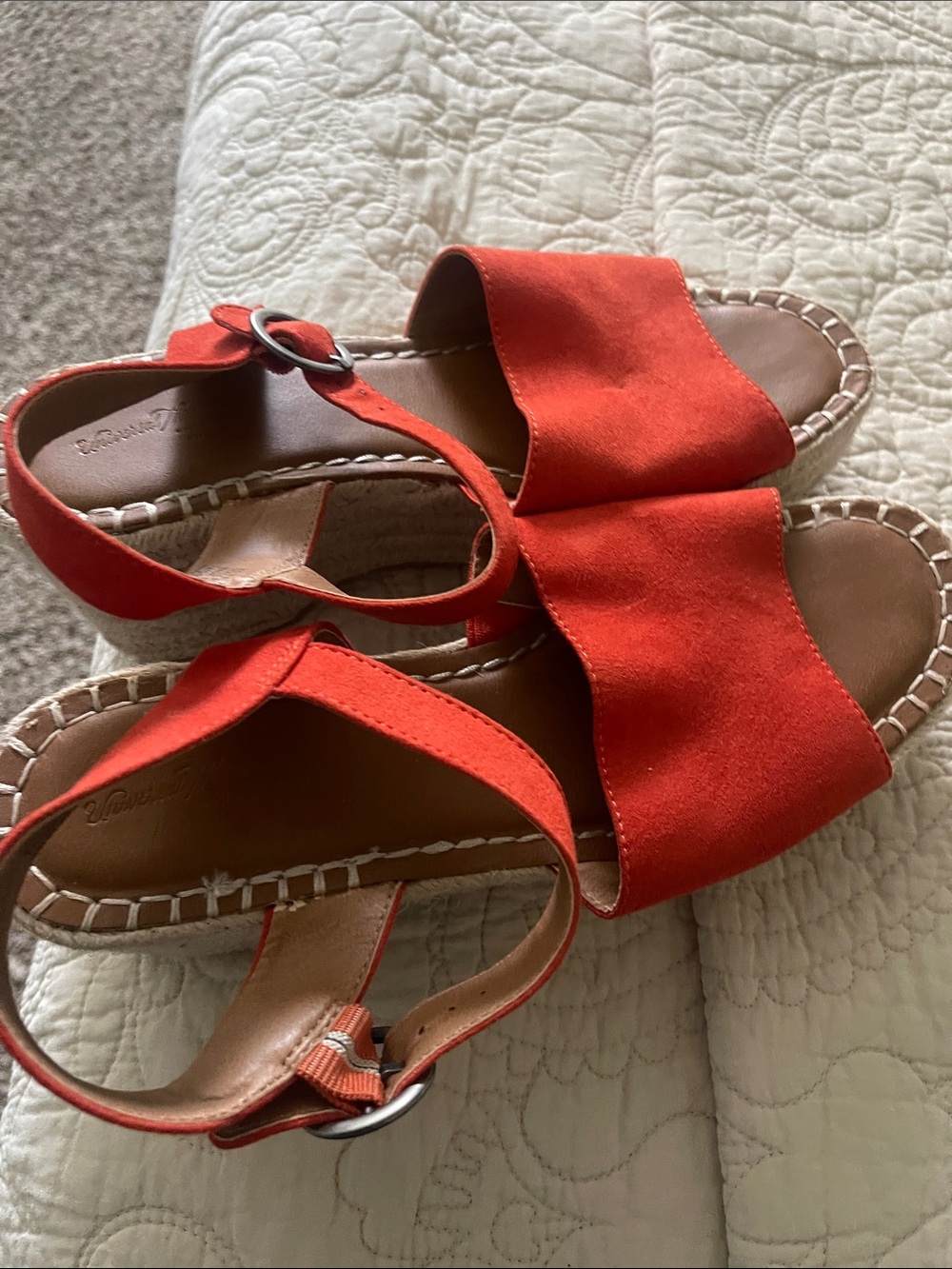 Red Suede Espadrille Sandals